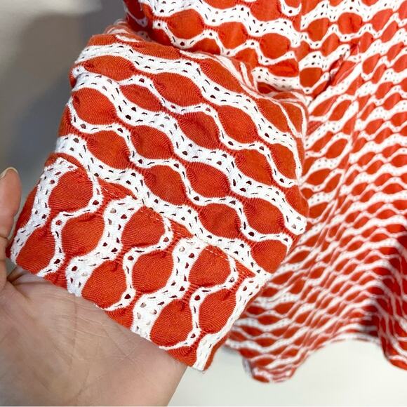 FORCYNTHIA Beachwear Textured Orange and White Coverup Oversized Tunic Top sz L - Picture 4 of 7